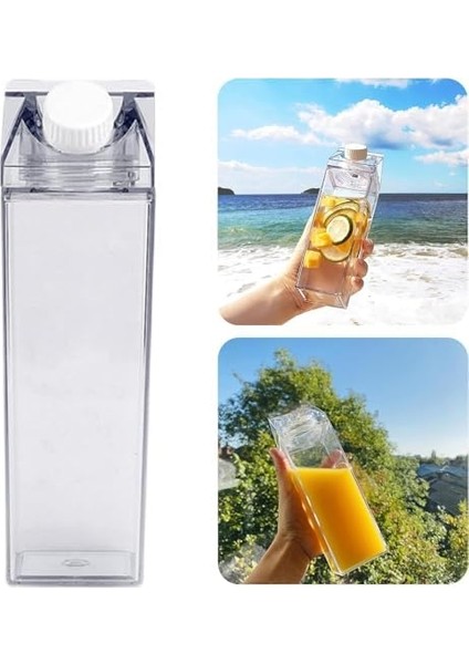 Süt Kutu Tasarımlı Su Kahve Içecek Şişesi | Cam Değildir | Kahve ve Sunum Bardağı ve Matarası 500-600ML modelleri