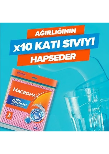 Ultra Sünger Bez 3'lü Paket, Ağırlığının 10 Katı Su Emen Yüksek Performanslı Mutfak Bezi modelleri