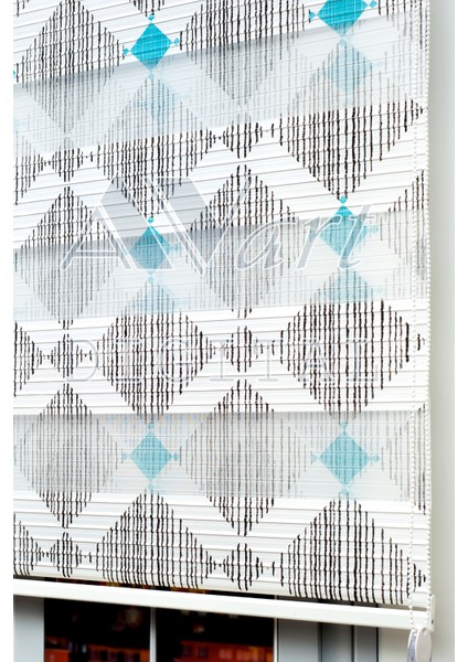 Geometrik Çizgiler Baskılı Plise Zebra Perde - Dijital Baskılı Zebra Stor Perde