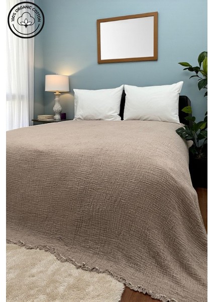 Pure Serisi Çift Kişilik Müslin Yatak Örtüsü (220×240) %100 Pamuk, 4 Kat, Doğal Nefes Alabilen Kumaş fırsatları