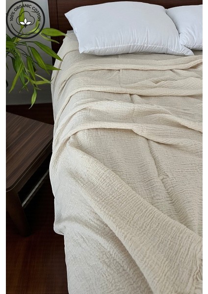 Pure Serisi Çift Kişilik Müslin Yatak Örtüsü (220×240) %100 Pamuk, 4 Kat, Doğal Nefes Alabilen Kumaş fırsatları