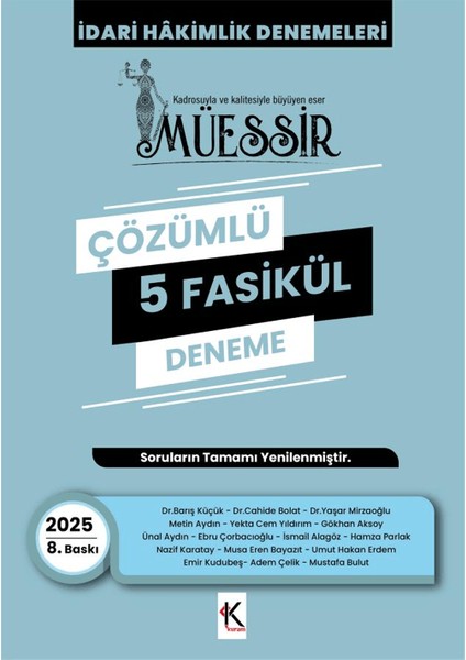 Müessir Idari Hakimlik Denemeleri - 2025 Çözümlü 5 Deneme