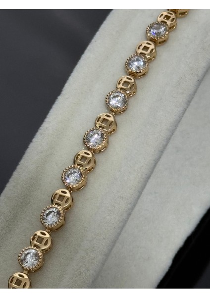 18K Zirkon Taşlı Çelik Bileklik Paslanmaz Kararmaz fiyatları