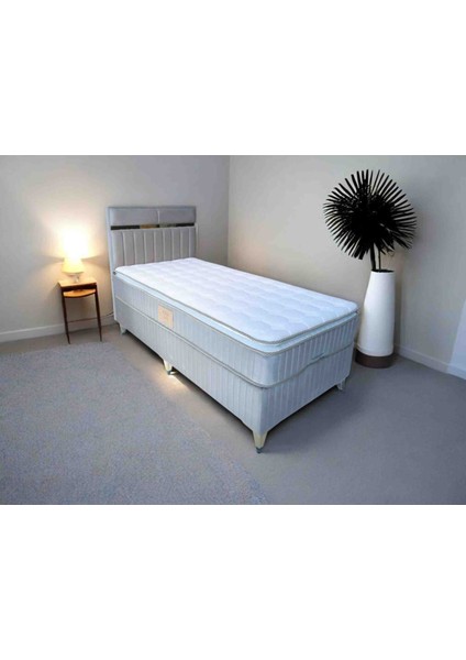 Silver Baza Başlık Comfort Yaylı Pedli Yatak Açık Kahverengi