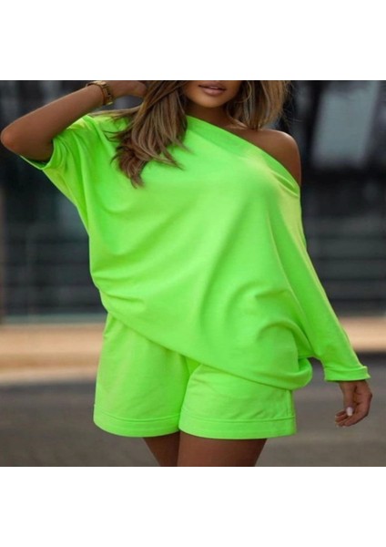 Kadın Kayık Yaka Salaş Iki Iplik Bluz ve Şort Ikili Takım modelleri