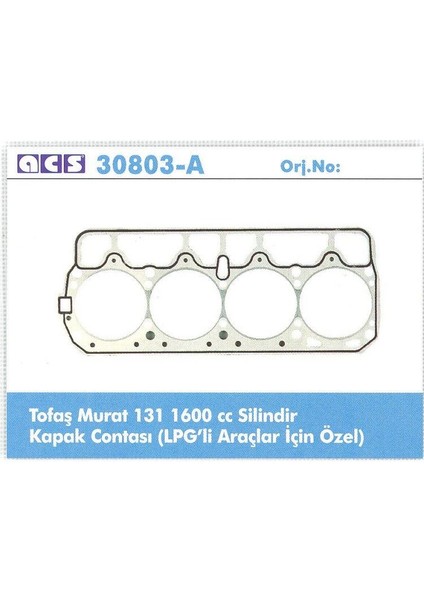 ACAR30803-A - Silindir Kapak Contası Saclı Lpg Araçlar Dks 1.6