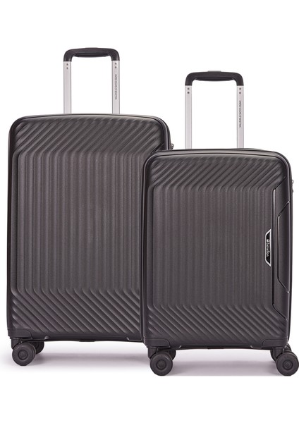 Benetton 2'li Set Orta ve Kabin Boy %100 Polipropilen Valiz Siyah 14BNT8001