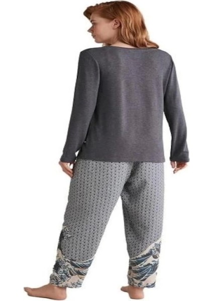 Nautıca W618 Kadın Patlı V Yaka Uzun Kollu Pijama Takımı modelleri