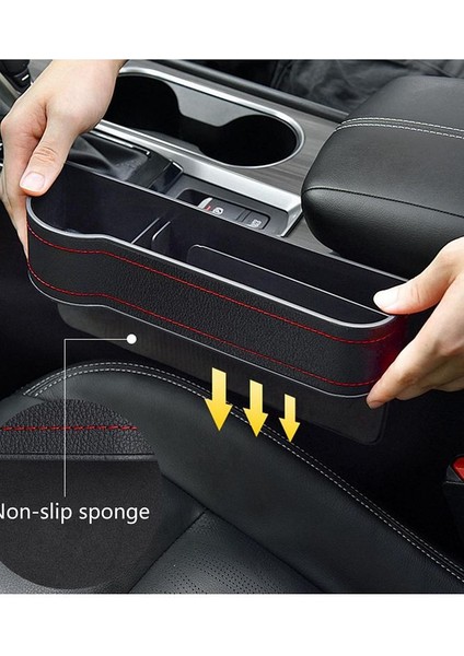 Deri Araç Araba Koltuk Arası Organizer Koltuk Arası Cep Boşluk Doldurma Organizeri Siyah
