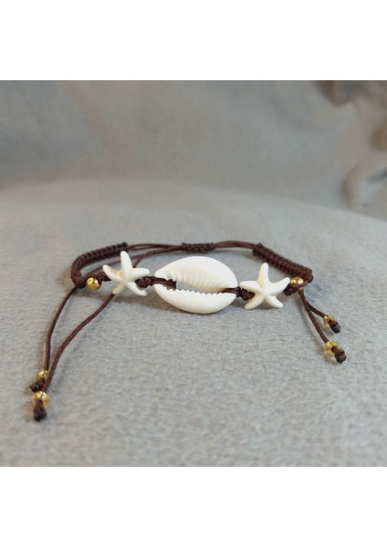Deniz Kabuğu Yıldızlı Bileklik, Deniz Kabuğu Yıldızlı Örgü Makrome Bileklik, El Yapımı Ayarlanabilir Bileklik, Yazlık Bileklik, Makrome Bileklik, Yıldız Bileklik, Deniz Kabuğu Bileklik