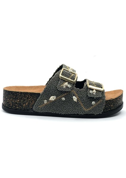 Feles Çift Toka Mantar Taban Taş Detaylı Kadın Terlik fiyatları