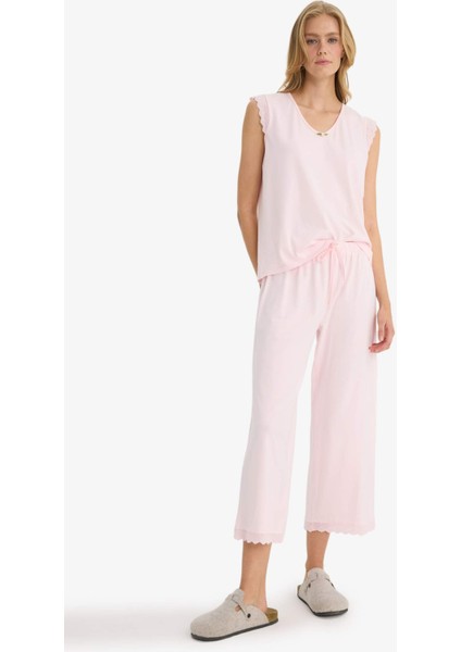 Pijama Takımı Regular Fit Kolsuz Üst Uzun Alt-Fall in Love F6988AX25AU