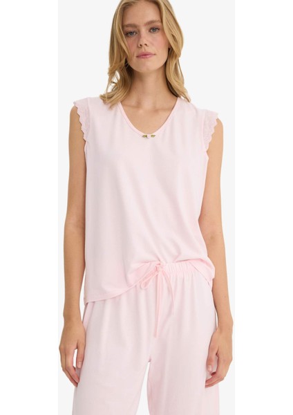 Pijama Takımı Regular Fit Kolsuz Üst Uzun Alt-Fall in Love F6988AX25AU fırsatları