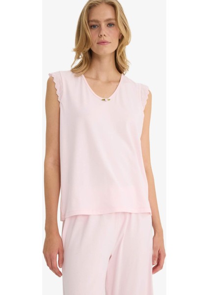 Pijama Takımı Regular Fit Kolsuz Üst Uzun Alt-Fall in Love F6988AX25AU