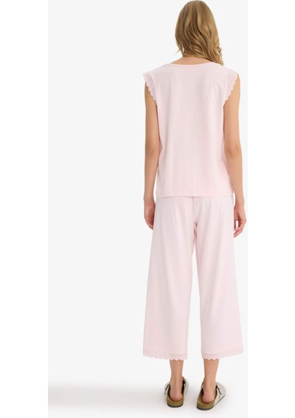 Pijama Takımı Regular Fit Kolsuz Üst Uzun Alt-Fall in Love F6988AX25AU