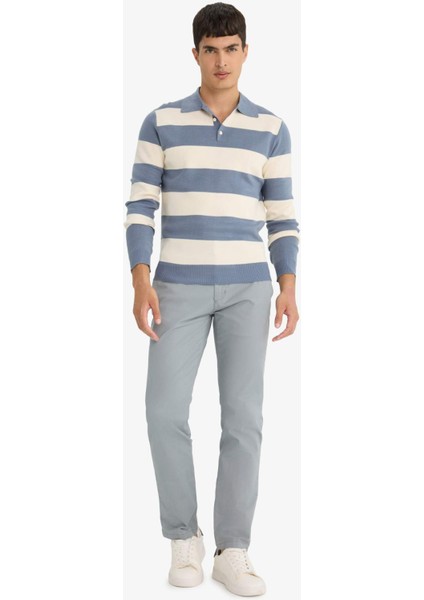Standart Fit Polo Yaka Düğmeli Renk Bloklu Triko Kazak Y4194AZ25WN fiyatları