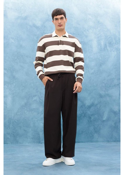 Barrel Fit Geniş Düz Paça Cepli Pantolon F7975AX25AU