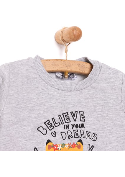 Basic Az Şardonlu Tilki Desenli Sweatshirt Kız Bebek modelleri