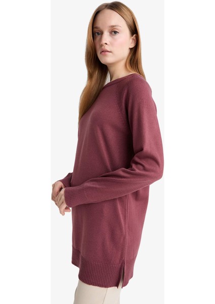 Regular Fit Bisiklet Yaka Basic Düz Triko Kazak Tunik C4474AX25WN modelleri