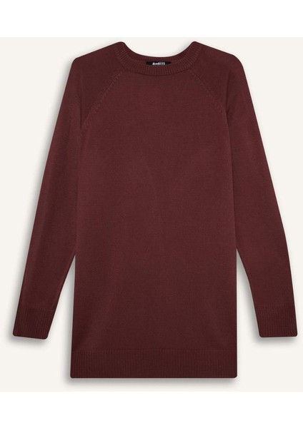 Regular Fit Bisiklet Yaka Basic Düz Triko Kazak Tunik C4474AX25WN