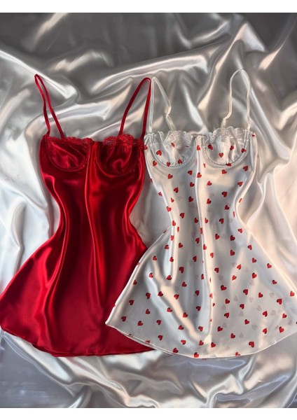 Kırmızı Saten Gecelik