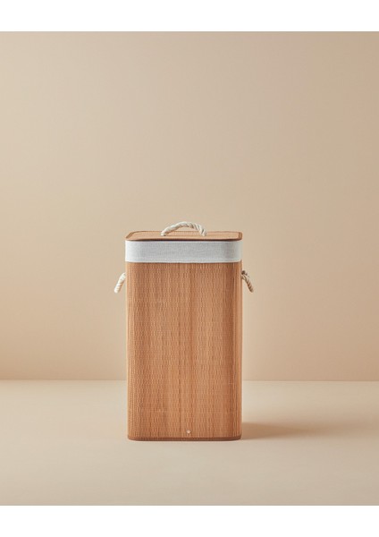 Gina Bambu Çamaşır Sepeti 35X35X60 cm Açık Kahve