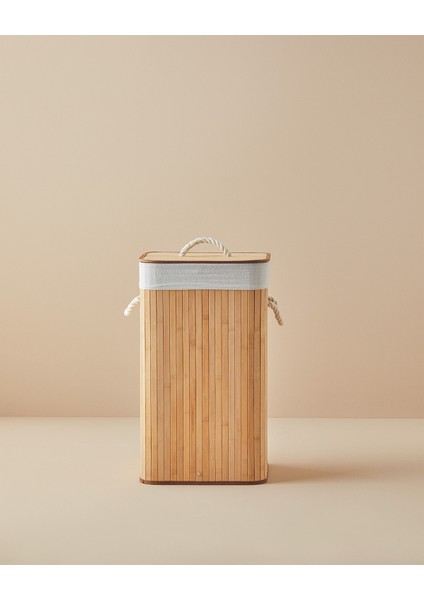 Fancy Katlanabilir Çamaşır Sepeti 35 x 35 x 60 Cm Bej