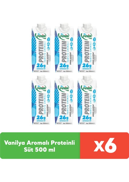Vanilya Aromalı Proteinli Süt 500 ml x 6 Adet