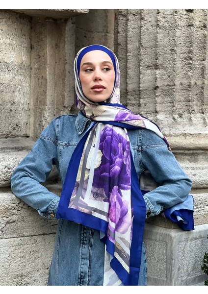 Gül Desen Bambu Şal - Indigo modelleri
