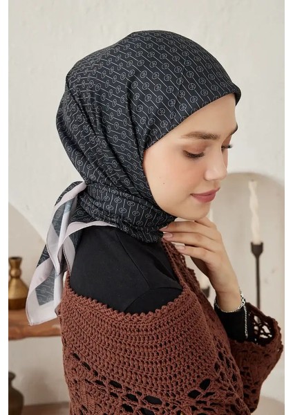 Çizgisel Daire Mk Pamuk Eşarp - Bej-Siyah fiyatları