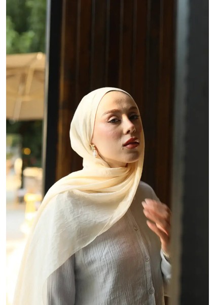 Moda Kaşmir Pamuk Şal Bej Renk Günlük Kullanım İçin Yumuşak Dokulu 70 x 180 cm