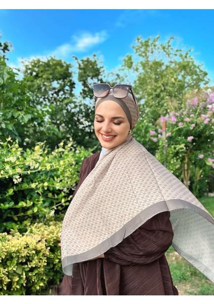 Çizgisel Daire Mk Pamuk Eşarp - Taş-Gri modelleri