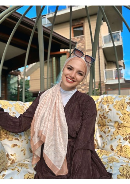 Mk Pamuk Eşarp - Krem-Somon modelleri