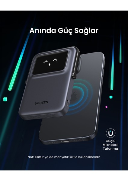 Uno MagSafe Wireless 5.000 mAh 20W Hızlı Şarj Powerbank, Siyah, 35605B fırsatları