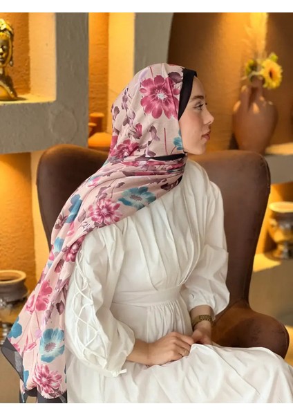 Fiori Desen Lina Şal - Siyah Vizon fiyatları