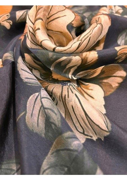 Bursa Ipeği Melis Desen Fular Siyah