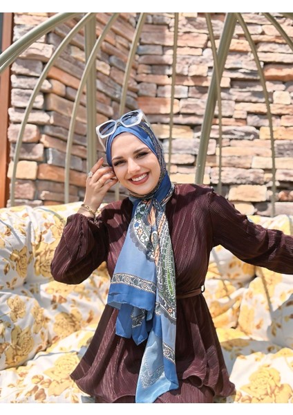 Çiçekli Etnik Desen Şal Indigo modelleri