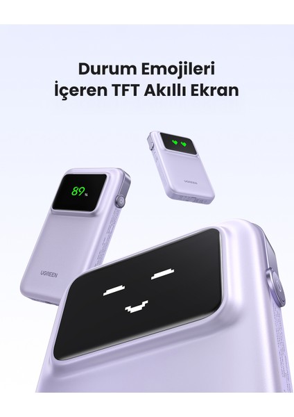 Uno Dahili Kablolu 10.000 Mah 30W Hızlı Şarj Powerbank, Mor, 35604B indirimleri