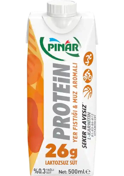 Yer Fıstıklı ve Muz Aromalı Protein Süt 500 ml x 6 Adet modelleri