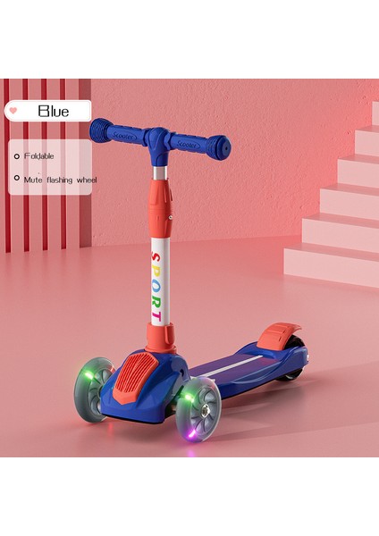 Çocuklar Katlanabilir Ayarlanabilir Işık Yanıp Sönen Pu Tekerlek 3'ü 1 Arada Scooter (Yurt Dışından)