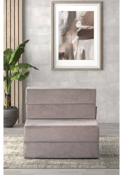 Valeria Kadife Katlanır Yatak Olabilen Tek Kişilik Koltuk Açık Gri fiyatları