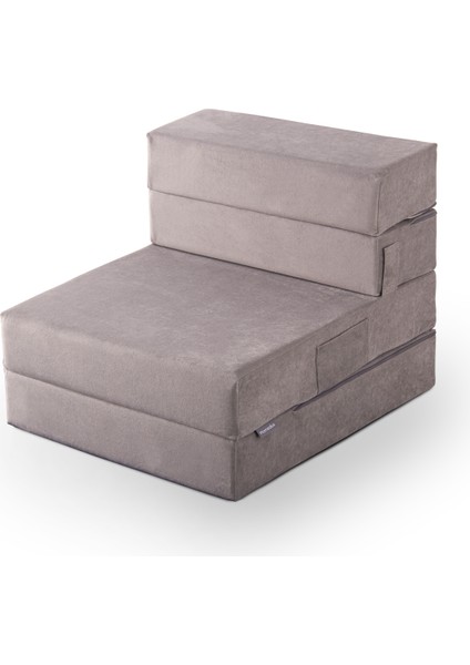 Valeria Kadife Katlanır Yatak Olabilen Tek Kişilik Koltuk Açık Gri fırsatları
