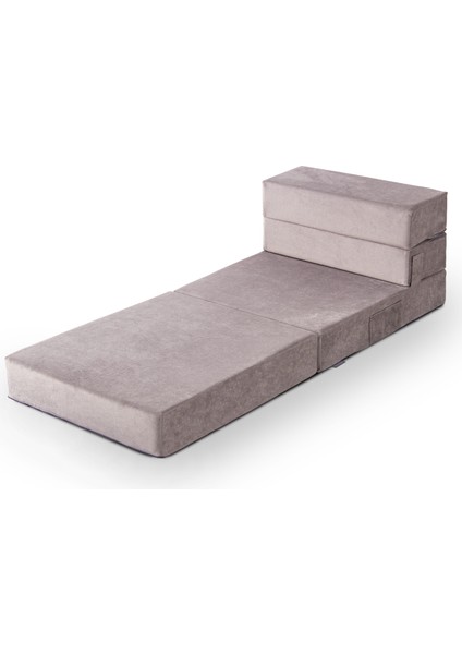 Valeria Kadife Katlanır Yatak Olabilen Tek Kişilik Koltuk Açık Gri indirimleri