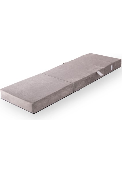 Valeria Kadife Katlanır Yatak Olabilen Tek Kişilik Koltuk Açık Gri