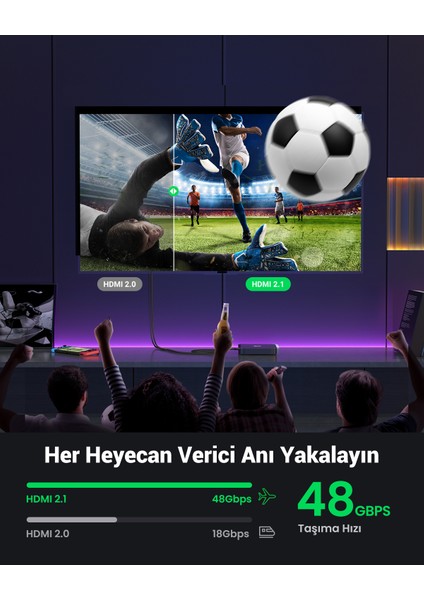 8k 60HZ Örgülü HDMI 2.1 Uzatma Kablosu 50CM