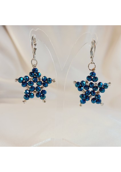 Lacivert Kristal Taş Yıldız Küpe, Işıltılı Şık ve Zarif Kadın Küpesi, Trend Takı, Yıldız Küpe, Kristal Küpe, Özel Gün Küpesi, Günlük Küpe, Taşlı Küpe, El Yapımı Küpe, Hediye Küpe fırsatları