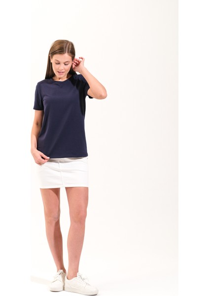 725108_KADIN Sportif Likralı Basic Kısa Kollu Tshirt