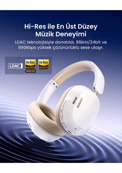 HiTune Max5cHibrit Aktif Gürültü Engelleyici Kablosuz Kulak Üstü Kulaklık, İpek Beyazı, 35758 modelleri