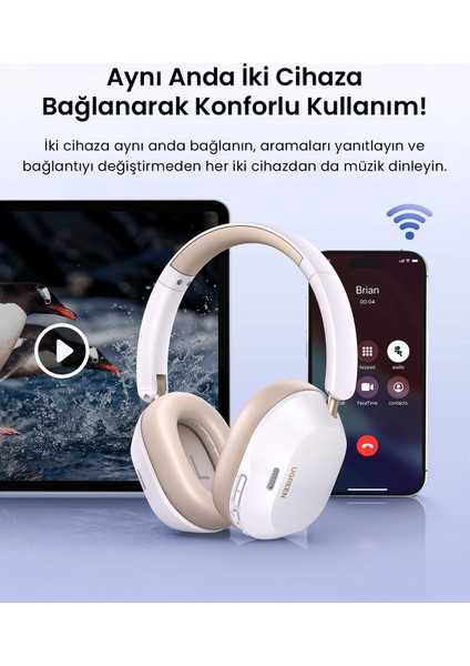 HiTune Max5cHibrit Aktif Gürültü Engelleyici Kablosuz Kulak Üstü Kulaklık, İpek Beyazı, 35758 indirimleri