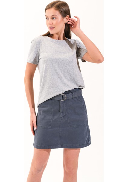 725108_KADIN Sportif Likralı Basic Kısa Kollu Tshirt